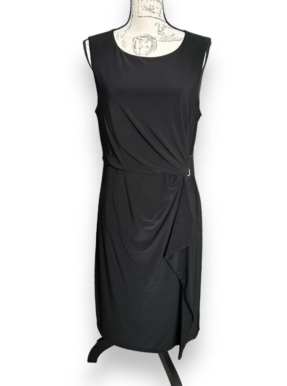 Tommy Hilfiger Belted Black Gathered Waist Sleeveless Dress 12 NWOT